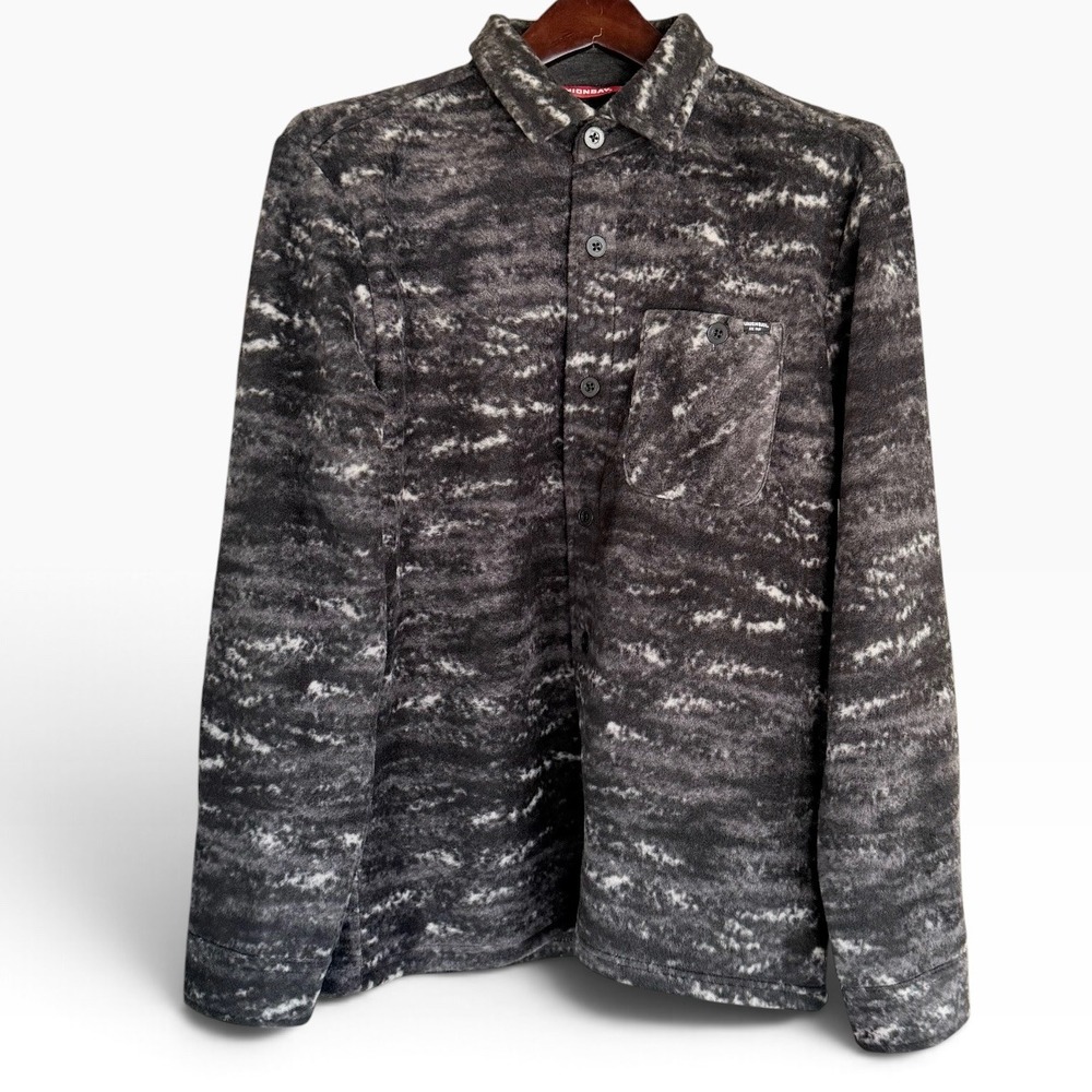 Unionbay Mens S Acadia Polar Fleece Shirt Jacket Black Camo Button Shacket NWT